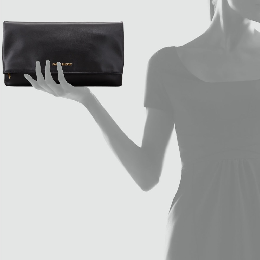Saint Laurent
Letters Large Fold-Over Clutch Bag, Black - Picture 2 of 6